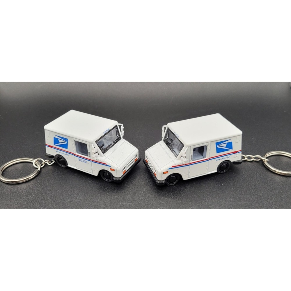 Lot of 2 USPS Mail Truck Keychains Postal LLV Model Letter Carrier ChristmasGift